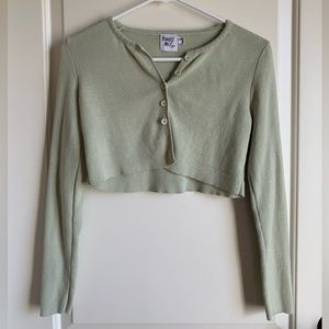 Princess Polly Sage Green Michael Cropped Cardigan